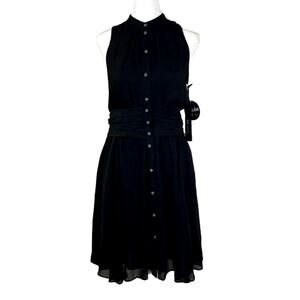 Karl Lagerfeld x Impulse Black Rhinestone Button Dress Women’s 2 Sheer Cocktail